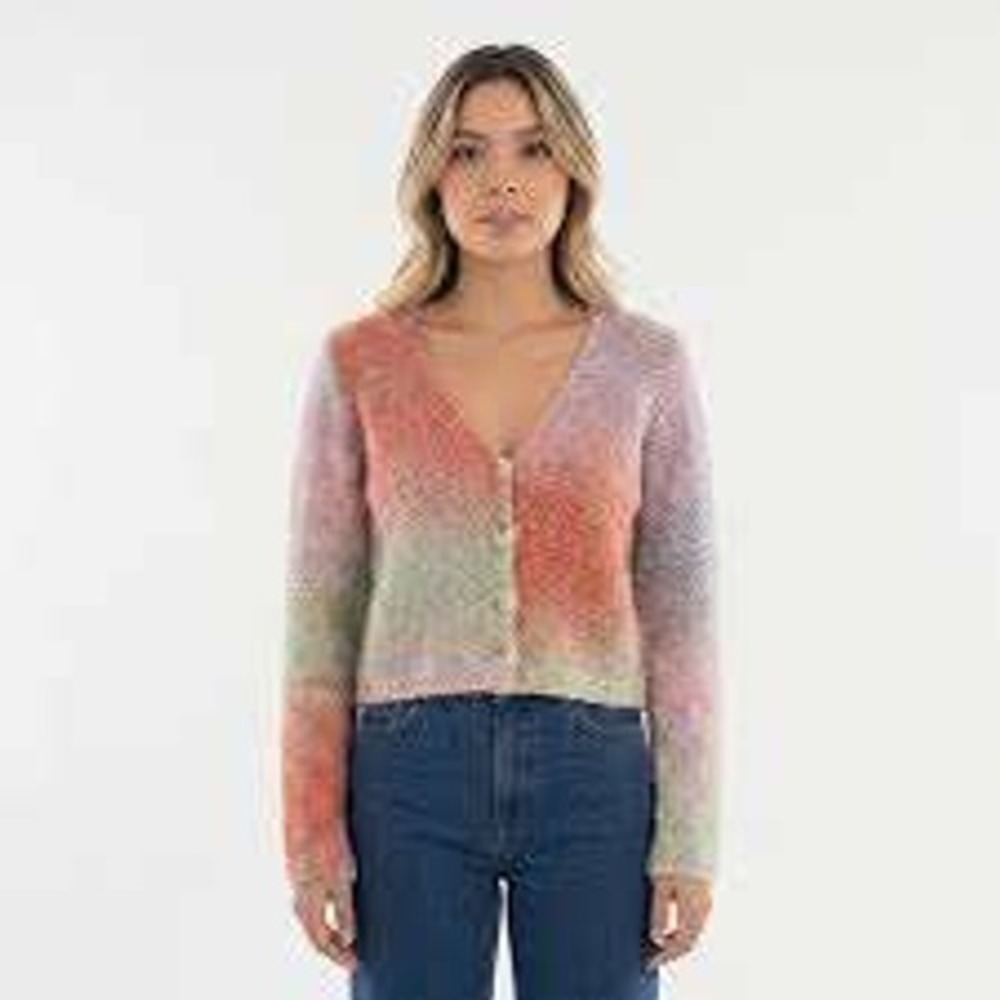 Urban Revivo‎ Pastel Ombre Fuzzy Cardigan Women's Button Front Cropped Sweater